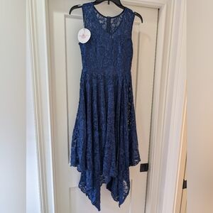 Elegant Blue Lace Dress